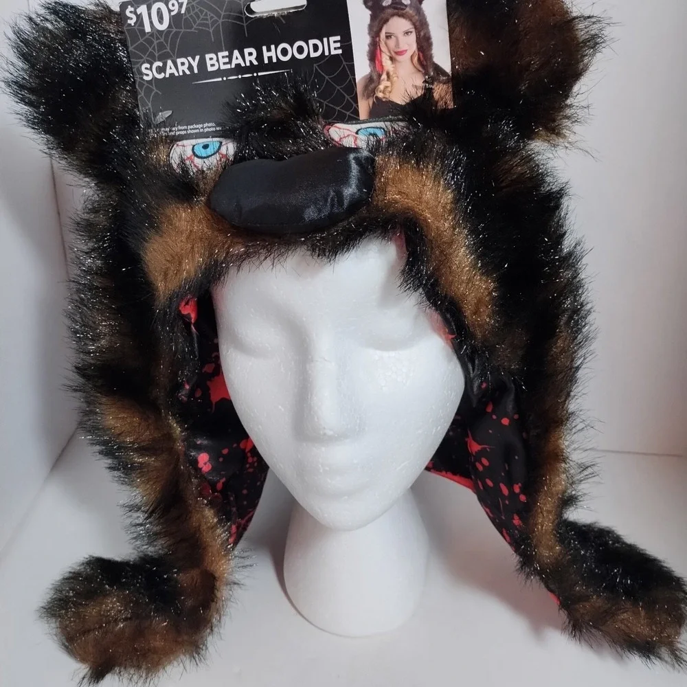 Lot Of 3 Halloween Masks Hooded Sheer Mask Scary Bear Hoodie Bunny Accessory Kit